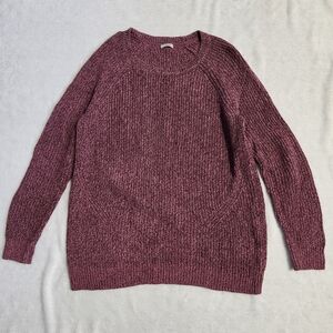 L.L. BEAN Women's Crewneck Cotton Knit Sweater Marled Raspberry Pink Small Cozy‎